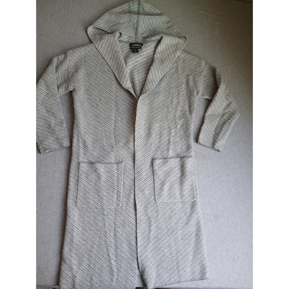 Tahari Cardigan XS Luxe Cashmere Duster Sweater Hooded Pockets Layers Oversized